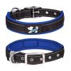 Pet dog collar; diving cloth reflective nylon collar; medium and large dog collar - Black ribbon: dark blue - S 2.0*(28-38)CM