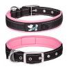 Pet dog collar; diving cloth reflective nylon collar; medium and large dog collar - Black ribbon: pink - M 2.5*(38-48)CM