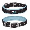 Pet dog collar; diving cloth reflective nylon collar; medium and large dog collar - Black ribbon: light blue - L 2.5*(48-58)CM