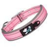 Pet dog collar; diving cloth reflective nylon collar; medium and large dog collar - Black ribbon: dark blue - S 2.0*(28-38)CM