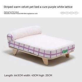 Pet Solid Wood Striped Warm Velvet Bed Small And Medium-sized Dogs Dog Cat Nest (Option: Cure Purple-Within 20 Jin)