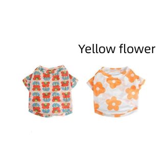 Summer Mesh Pet Sun Protection Clothing (Option: Yellow Floret-S)