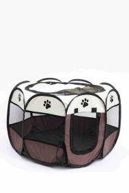 Octagonal Cage Fence Pet Cloth Tent Easy Storage Cat Nest (Option: Brown-S Code)