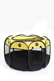 Octagonal Cage Fence Pet Cloth Tent Easy Storage Cat Nest (Option: Yellow-S Code)