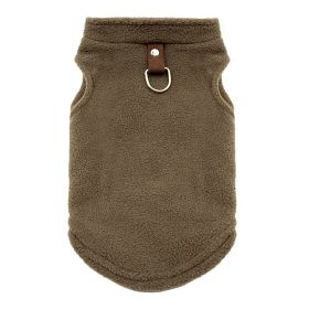 Pet Clothes Thickened Pure Color Ribbon Traction (Option: Polar Fleece Vest Coffee-M)