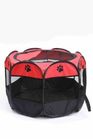 Octagonal Cage Fence Pet Cloth Tent Easy Storage Cat Nest (Option: Red-L Code)