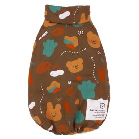 Pet Autumnwinter Clothes Cartoon Double-sided Vest Coat (Option: Dark Brown-L)