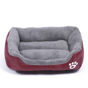 Pet Cushion Mat Square Four Seasons Universal Winter Fleece-lined Warm Dogs And Cats (Option: Wine Red-M)