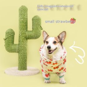 Short Leg Captain Golden Retriever Corgi Fully Wrapped Waterproof Raincoat Four-legged Dog Clothes (Option: Strawberry-XL)