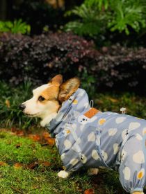 Short Leg Captain Golden Retriever Corgi Fully Wrapped Waterproof Raincoat Four-legged Dog Clothes (Option: Polar Bear Velvet-XL)