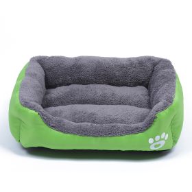 Pet Cushion Mat Square Four Seasons Universal Winter Fleece-lined Warm Dogs And Cats (Option: Green-L)