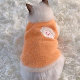 Vest Fluffy Jacket Pet Dog Clothes (Option: Orange-M)