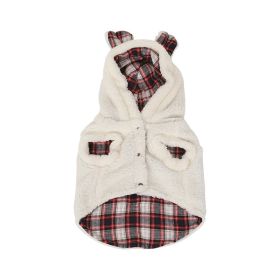 Winter Fleece-lined Pet Clothes (Option: White Red Plaid-XXL)